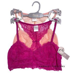 Flora by Flora Nikrooz Pink & Peach Racerback Lace Bralette Set